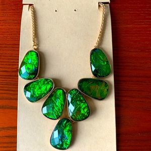 Green Color Shifting Iridescent Drop Necklace